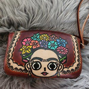 Frida Kahlo Hand-tooled Leather wristlet Wallet